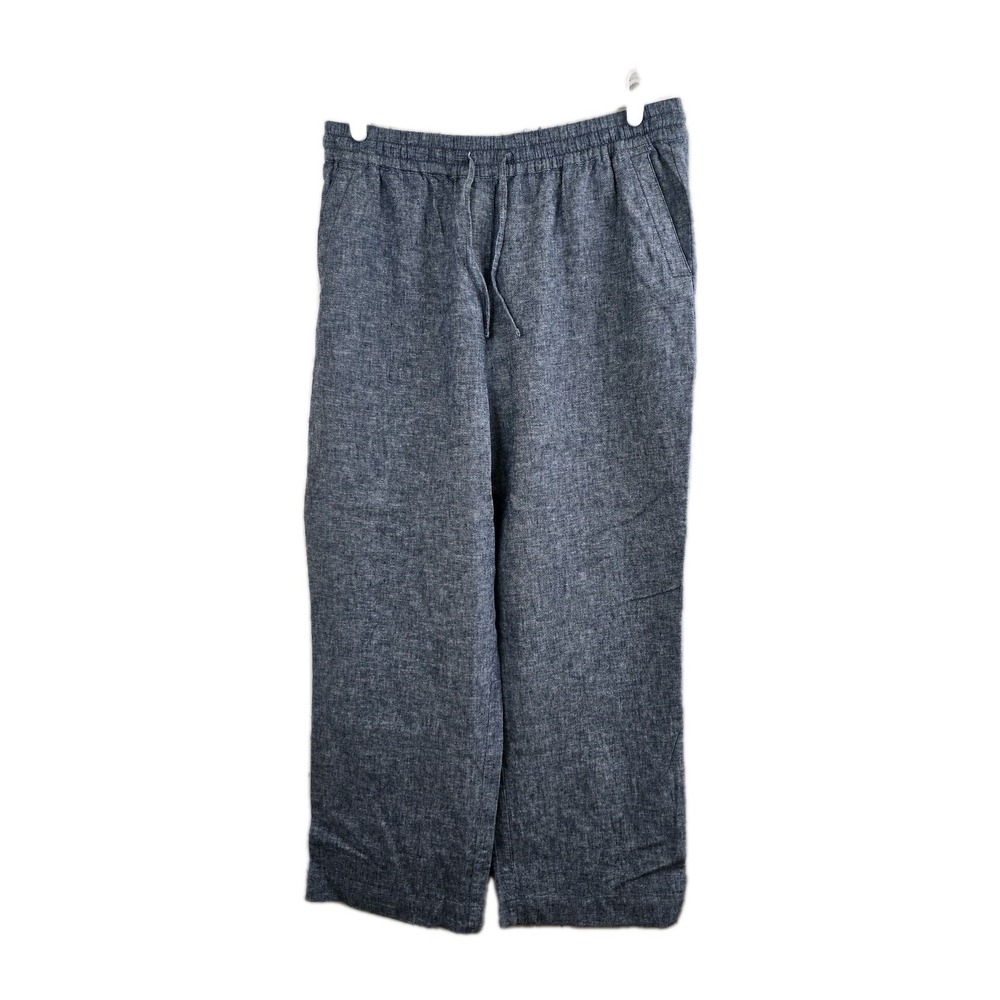 Talbots Women's Large Pettie Blue Linen‎ Straight Leg Pants Casual Pull On